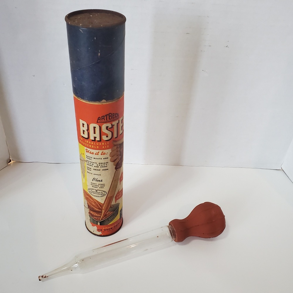 Vintage Artbeck Baster 1946 Glass Turkey Baster with Original Box Tube USA Made